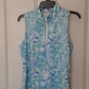 Gottex size M  teal paisley golf shirt